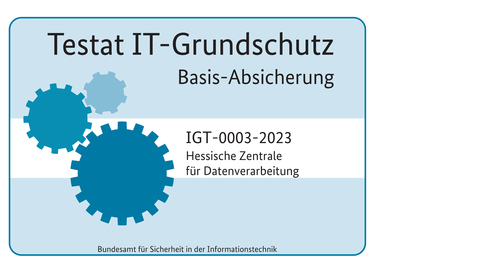 Qualitätssiegel für die PKI der HZD: das Testat Grundschutz  Abbildung des Testats IT-Grundschutz des BSI