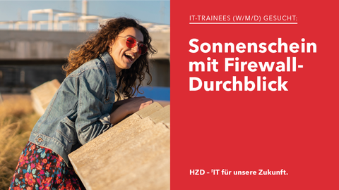 Motiv Traineeprogramm "Sonnenschein" Lachende junge Frau mit Sonnenbrille