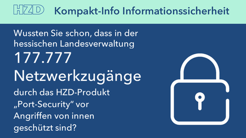 Port_Security_Kompakt-Info HZD-Kompaktinfo mit Text zu Port Security und Schloss-Icon