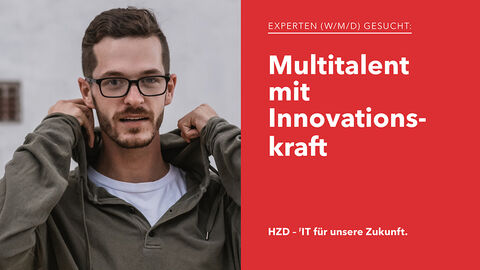 Multitalent mit Innovationskraft – die perfekte Besetzung für Stellenangebote der HZD Porträt eines sympathisch aussehenden IT-Experten mit Dreitagesbart und Hoodie