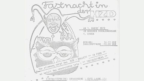 HZD-Chronik_Kreppelkaffee helau! Archivbild_HZD-Chronik_Plakat zum Kreppelkaffe 1973