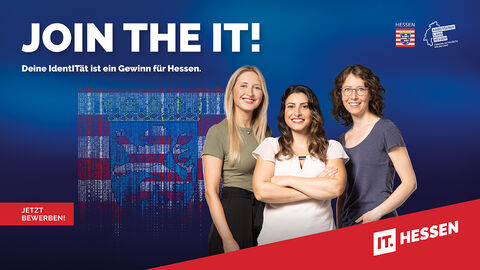 Starker Partner der Arbeitgebermarke IT Hessen: die HZD Frauen-Motiv der Arbeitgebermarke IT Hessen mit der Aufforderung „Join the IT! Deine IdentITät ist ein Gewinn für Hessen.“